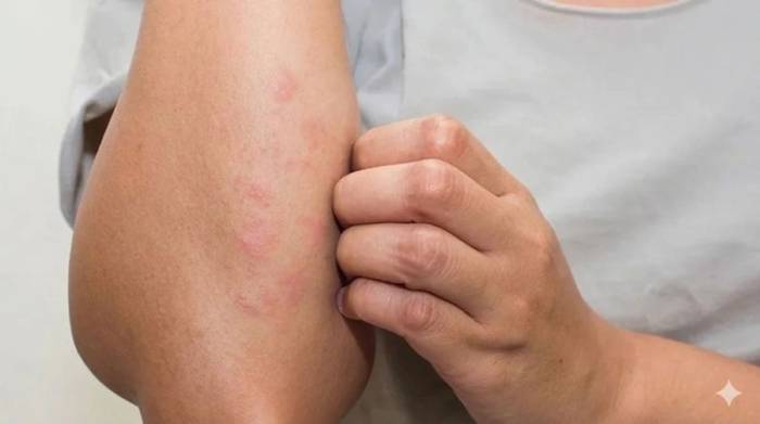 Da khô, ngứa có thể là một trong những thay đổi ngoài da gặp ở người có đường huyết cao. Ảnh minh họa: AI