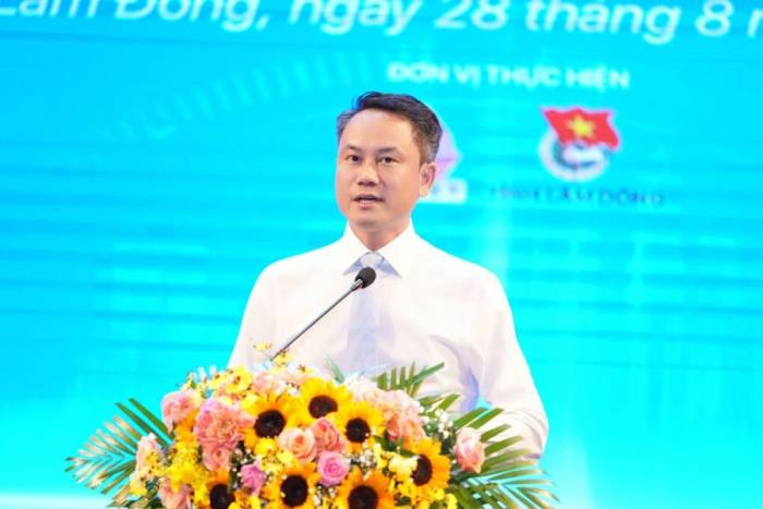 Ông Nguyễn Kim Quy, Bí thư Trung ương Đoàn phát biểu tại sự kiện. Ảnh: Trung Hiếu