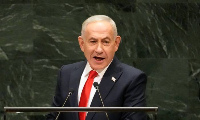 Ông Netanyahu phát biểu tại LHQ hôm 24/9. Ảnh: AP