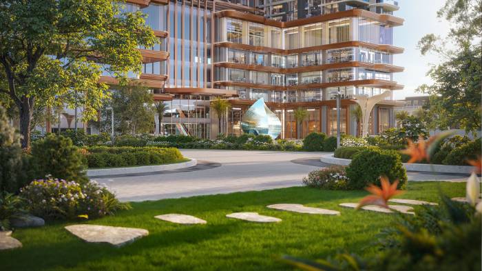Biểu tượng Ngọc giữa dòng cùng khuôn viên chung tạo điểm nhấn cho dự án. Ảnh: Meygroup
