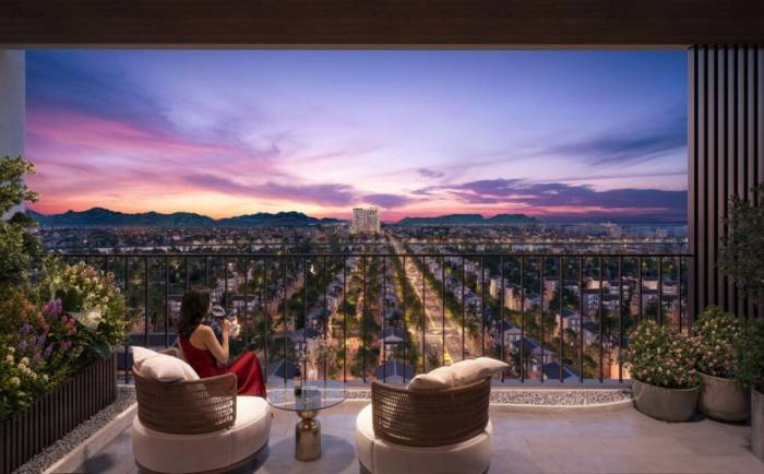 Phối cảnh tầm nhìn mở rộng từ ban công căn hộ tháp Mùa Xuân. Ảnh: Sun Property