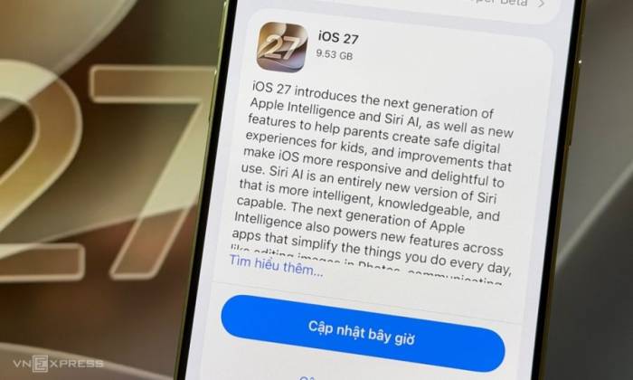 Bản nâng cấp iOS 27 trên iPhone 17. Ảnh: Tuấn Hưng