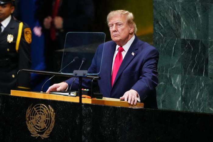 Tổng thống Mỹ Donald Trump phát biểu tại Đại hội đồng Liên Hợp Quốc ở New York ngày 22/9. Ảnh: AP