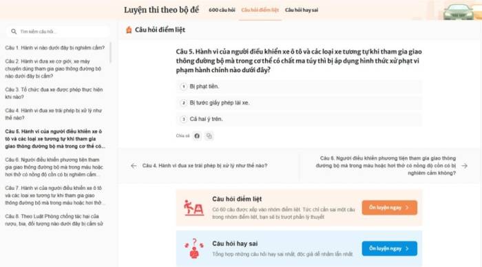 Các câu hỏi thi bằng lái bị trả lời sai nhiều nhất - 2