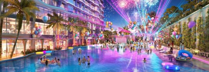 Phối cảnh tiện ích về đêm tại Alora Nha Trang. Ảnh: KDI Group\