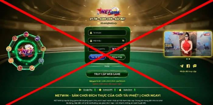 Hình ảnh giao diện trang web Net.win. Ảnh: CACC