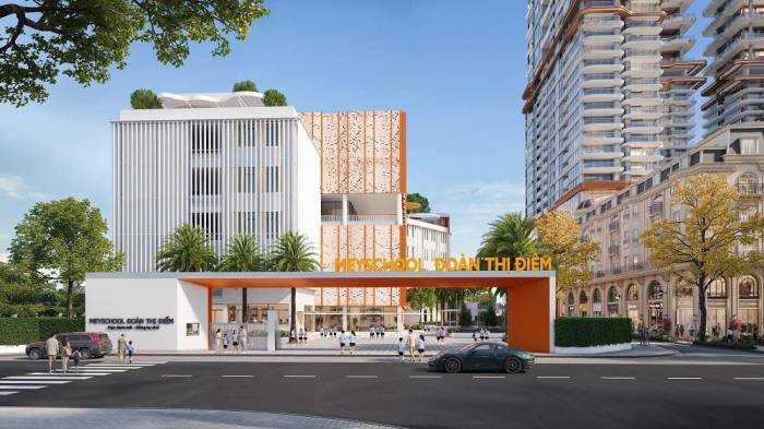 Trường Meyschool Đoàn Thị Điểm có tổng diện tích khoảng 9.488 m2 nằm trong nội khu dự án. Ảnh: Meygroup