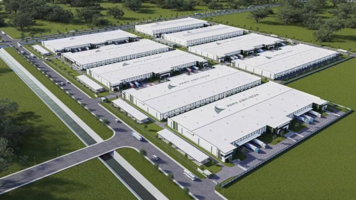 Đồ họa một dự án kho xưởng xây sẵn ở Khu công nghiệp Sóng Thần 3, TP HCM. Ảnh: KCN Việt Nam