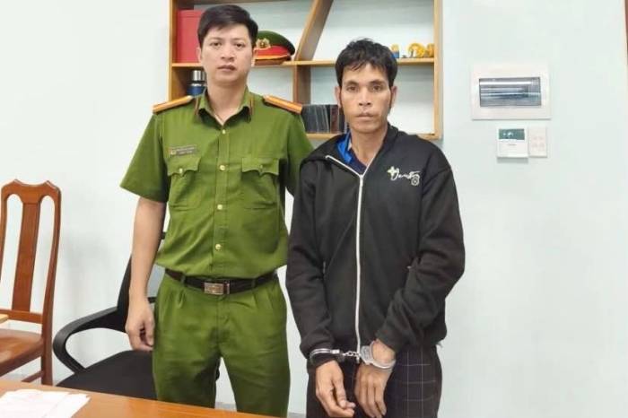 Bị can Nông Hồng Quảng tại cơ quan điều tra. Ảnh: Công an cung cấp
