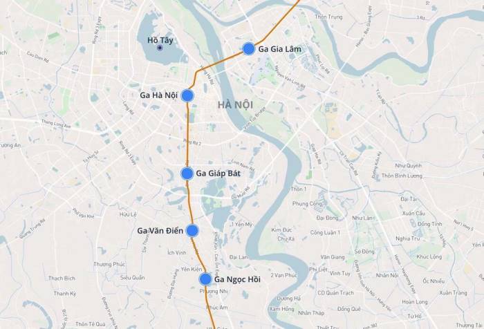 Vị trí ga Ngọc Hồi và ga Gia Lâm được quy hoạch là ga đầu mối hành khách. Đồ họa: Hoàng Khánh