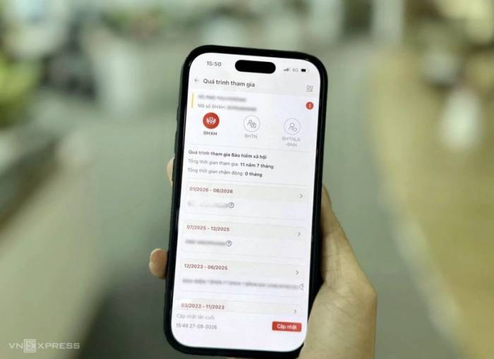 Quá trình đóng - hưởng của người tham gia đồng bộ trên VNeID mức 2, sắp tới mã số BHXH 10 chữ số sẽ dần chuyển đổi sang định danh cá nhân 12 chữ số. Ảnh: Ngọc Thành