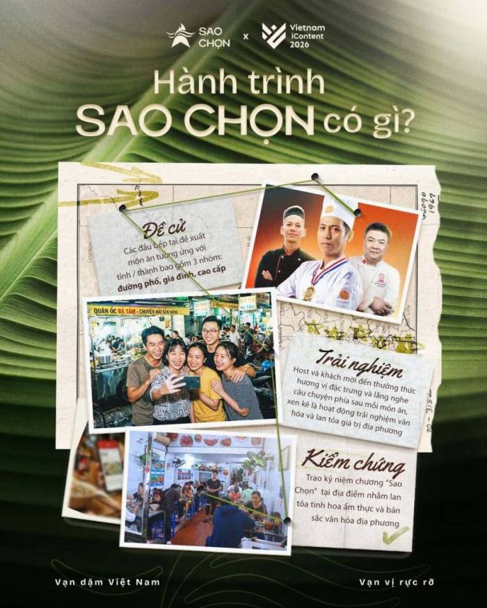 Hành trình khám phá ẩm thực địa phương từ Bắc vào Nam do Hiệp hội Dạy nghề và Việc làm đầu bếp Việt Nam (VICA) cùng các nghệ sĩ, người nổi tiếng chọn lọc, giới thiệu.