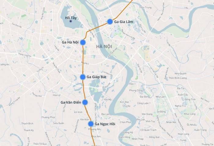 Vị trí ga Ngọc Hồi ở phía nam và ga Gia Lâm ở phía đông Hà Nội được quy hoạch là ga đầu mối hành khách. Đồ họa: Hoàng Khánh