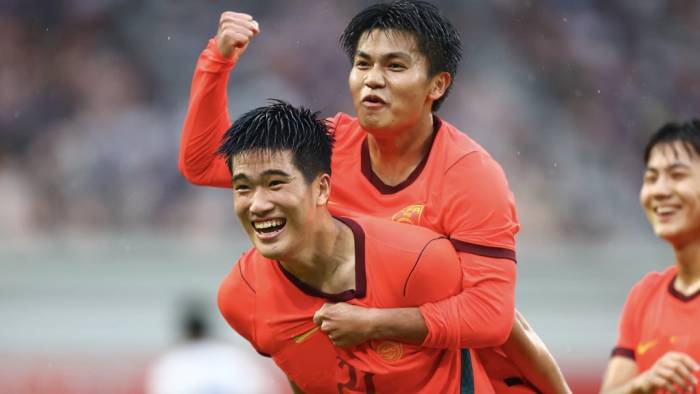 Cầu thủ Trung Quốc ăn mừng bàn thắng trong trận thắng Thái Lan 3-0 ở tứ kết bóng đá nam ASIAD 2026, trên sân Toyota, Nhật Bản ngày 26/9/2026. Ảnh: AFC