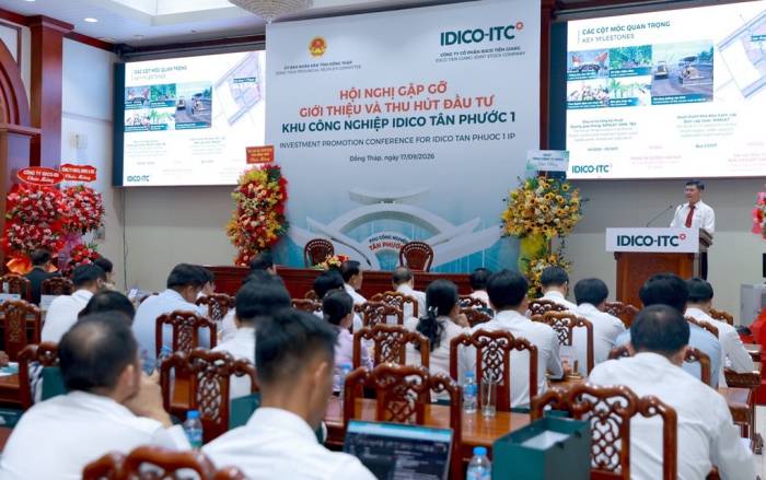 Hội nghị gặp gỡ, giới thiệu và thu hút đầu tư vào khu công nghiệp IDICO Tân Phước 1. Ảnh: IDICO