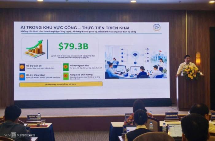 TS Hồ Đức Thắng chia sẻ về định hướng quản trị AI. Ảnh: Lê Tân