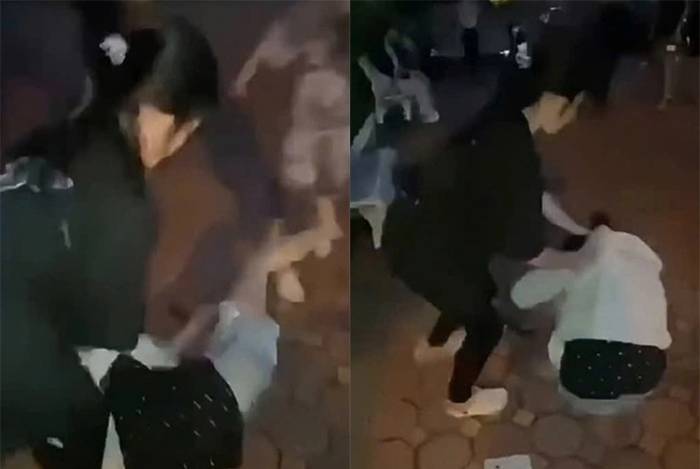 Cảnh nữ sinh bị dàn cảnh đánh tối 16/9. Ảnh: Cắt từ video