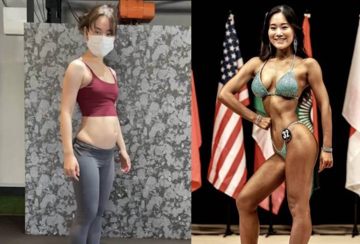 Nagasawa vào năm 2022 và hiện tại. Ảnh: Theo Fitness Love