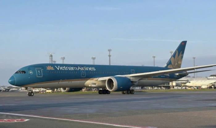 Máy bay boeing 787-9 tại sân bay Copenhagen, Đan Mạch. Ảnh: VNA