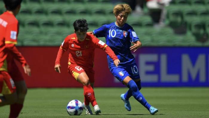 Việt Nam (áo đỏ) thua Đài Loan 0-1 ở lượt hai bảng C Asian Cup nữ 2026, trên sân Perth, Australia ngày 7/3/2026. Ảnh: AFC
