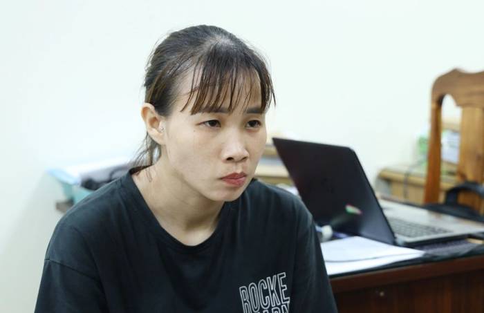 Nguyễn Thị Thanh Thảo tại cơ quan điều tra. Ảnh: Tiến Tầm