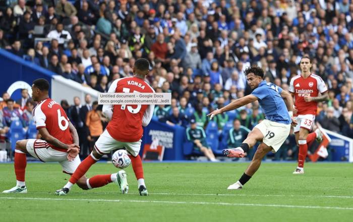 Charalampos Kostoulas ghi bàn trong trận Brighton thắng Arsenal 3-0 ở vòng năm Ngoại hạng Anh trên sân The Amex, Brighton và Hove, Đông Sussex, Anh ngày 19/9/2026. Ảnh: Reuters