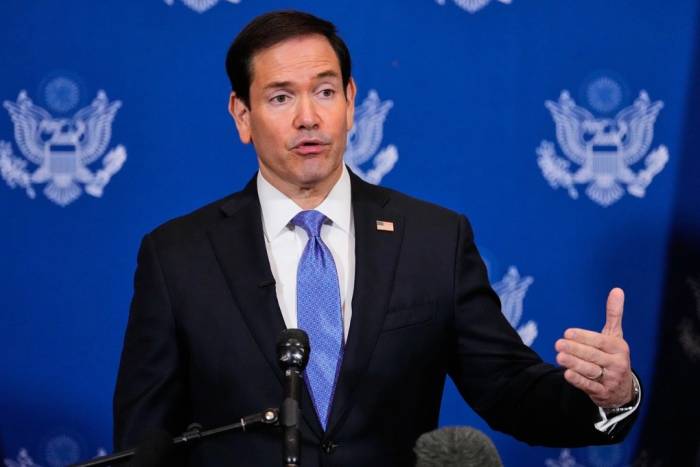 Ngoại trưởng Mỹ Marco Rubio họp báo sau cuộc gặp người đồng cấp Nga Sergey Lavrov tại New York ngày 23/9. Ảnh: AP