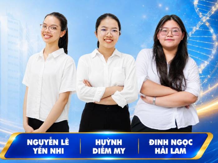 3 thủ khoa có điểm thi 30/30 của trường Đại học Y Dược TP HCM năm 2026. Ảnh: Nhà trường cung cấp