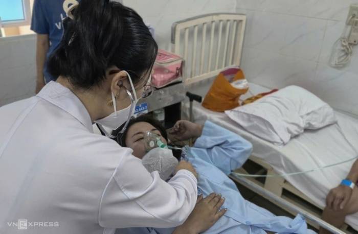 Một trong các nạn nhân điều trị tại Bệnh viện Thống Nhất, trưa 7/9. Ảnh: Đình Văn