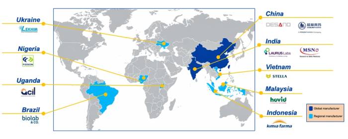 11 nhà sản xuất tại 9 quốc gia được cấp quyền phát triển và sản xuất baloxavir do Roche sở hữu bản quyền. Ảnh: MPP