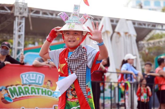 Bé Gia Huy (TP HCM) - một Kun Runner tại giải chạy Kun Marathon Vũng Tàu, 29/8 vừa qua. Ảnh: VnExpress Marathon