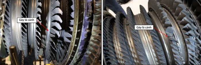 Vị trí lá cánh bị gãy. Ảnh: USAF