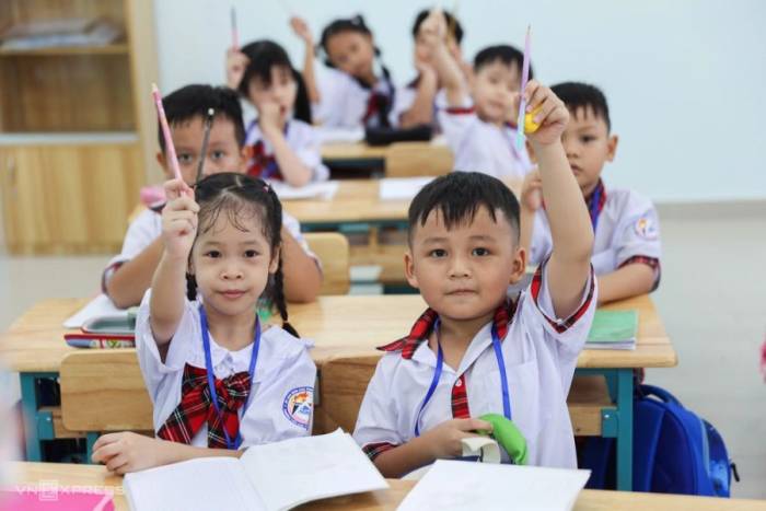 Học sinh trường tiểu học Trần Đại Nghĩa, phường Bình Hưng Hòa, TP HCM, tháng 8/2026. Ảnh: Quỳnh Trần
