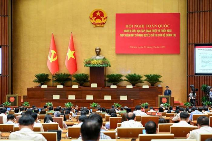 Các đại biểu dự hội nghị quán triệt sáng 3/9. Ảnh: Giang Huy