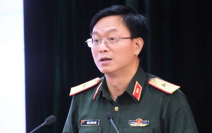 Thiếu tướng, GS. TS Trần Xuân Nam phát biểu tại hội thảo ngày 29/9. Ảnh: Dương Tâm