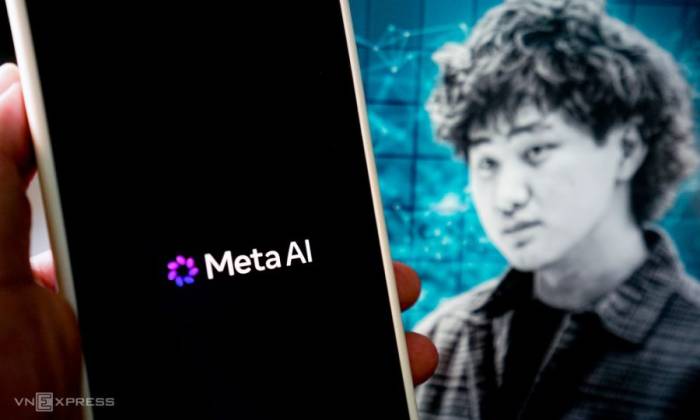 Logo Meta AI hiển thị trên một chiếc smartphone. Ảnh: Bảo Lâm