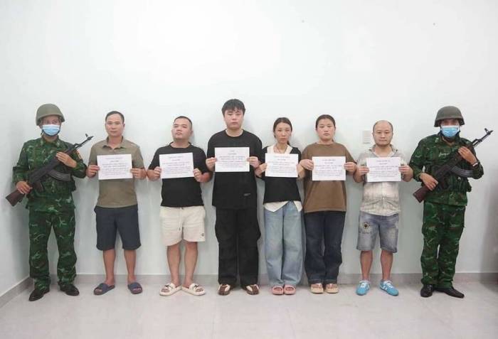 Những người Trung Quốc trong chuyên án bị bắt giữ. Ảnh: Biên phòng Khánh Hòa