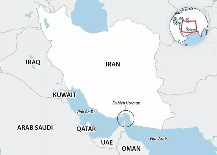 Vị trí eo biển Hormuz. Đồ họa: Guardian