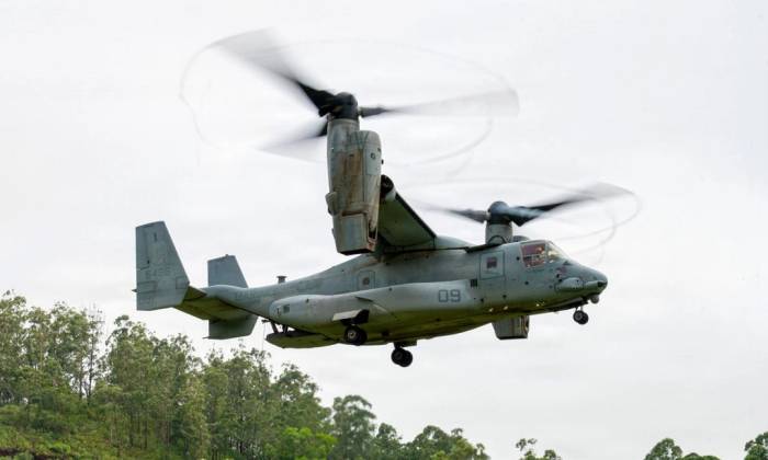 Trực thăng MV-22B bay huấn luyện ở Moroni, Comoros ngày 23/1. Ảnh: USAF