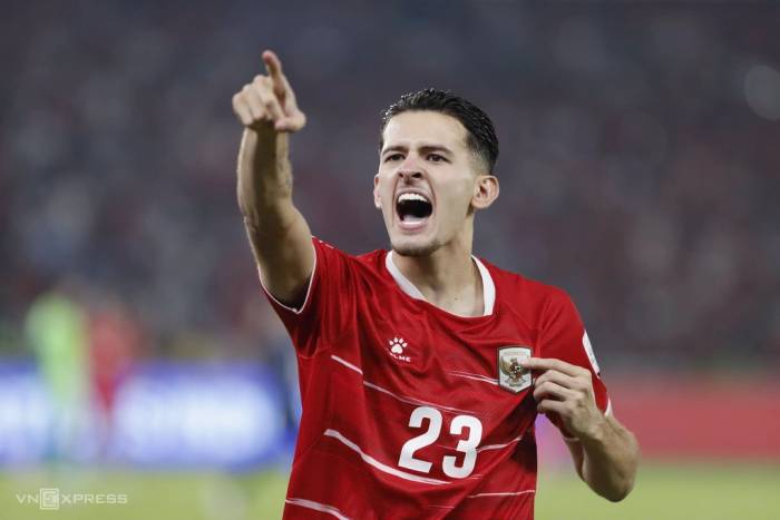 Justin Hubner của Indonesia ăn mừng sau khi thắng Thái Lan ở chung kết hạng Nhất FIFA ASEAN Cup 2026, trên sân Gelora Bung Karno, Jakarta, Indonesia ngày 5/10/2026. Ảnh: Hai Tư
