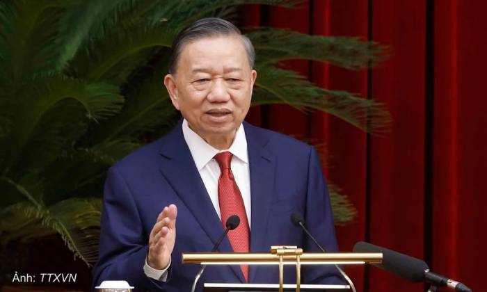 Tổng Bí thư, Chủ tịch nước Tô Lâm phát biểu bế mạc Hội nghị Trung ương 4 khóa 14, chiều 8/10. Ảnh: TTXVN