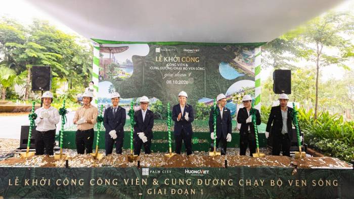 Lễ khởi công công viên và đường chạy bộ ven sông tại Palm City. Ảnh: Hướng Việt Properties