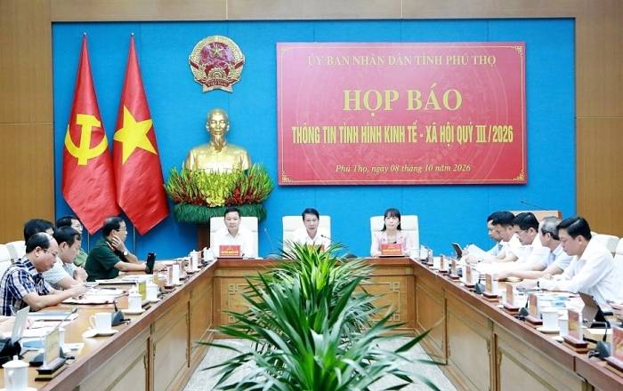 Tỉnh Phú Thọ tổ chức họp báo ngày 8/10. Ảnh: UBND tỉnh Phú Thọ