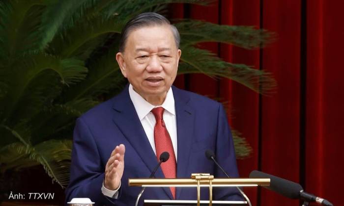 Tổng Bí thư, Chủ tịch nước Tô Lâm phát biểu bế mạc Hội nghị Trung ương 4 khóa 14, chiều 8/10. Ảnh: TTXVN