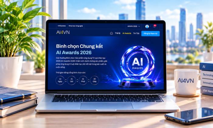 Minh họa giao diện cổng bình chọn Chung kết AI Awards 2026. Ảnh có sự hỗ trợ của AI