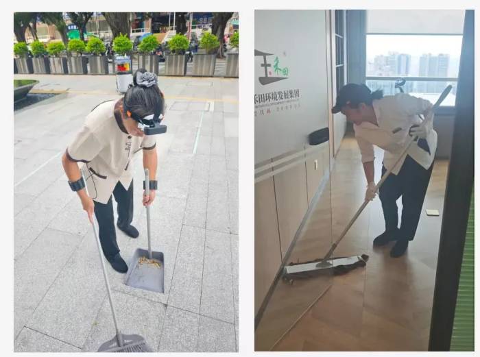 Những công nhân quét rác đeo thiết bị thu thập dữ liệu. Ảnh: QQ