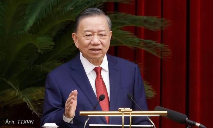 Tổng Bí thư, Chủ tịch nước Tô Lâm phát biểu bế mạc Hội nghị Trung ương 4 khóa 14, chiều 8/10. Ảnh: TTXVN