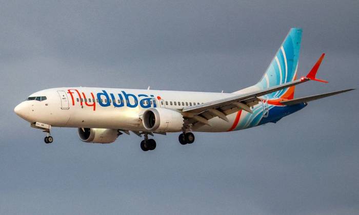 Máy bay Boeing 737 của hãng flydubai chuẩn bị hạ cánh xuống sân bay Ben Gurion, Israel ngày 30/9. Ảnh: AFP