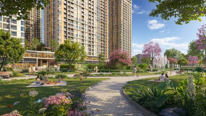 Mảng xanh rộng lớn bao quanh không gian sống là điểm cộng của Sun Glory Residence với giới chuyên gia. Ảnh: Sun Property