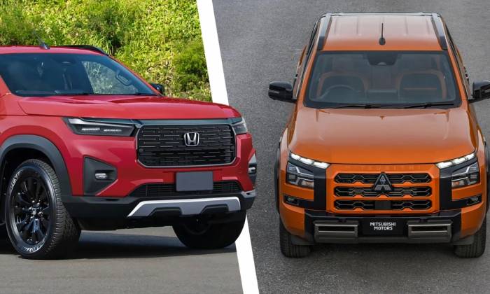 Xe bán tải mới của Honda sẽ chung khung gầm với Mitsubishi Triton. Ảnh: Honda, Mitsubishi